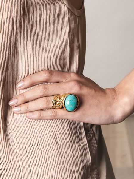 Yves Saint Laurent Arty Oval Ring in Blue (turquoise) - Lyst
