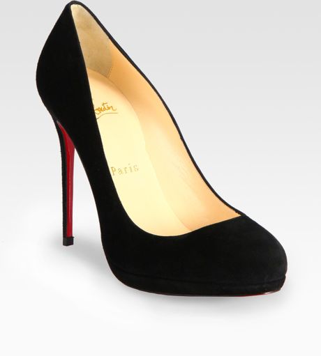 Christian Louboutin Suede Platform Pumps in Black - Lyst