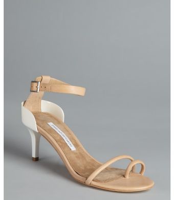 Diane Von Furstenberg Khaki Leather Baina Acrylic Heel Sandals - Lyst