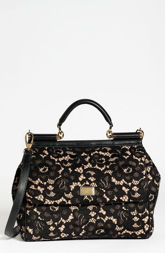 Dolce & Gabbana Miss Sicily Leather Lace Satchel - Lyst