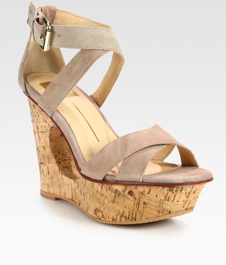 Dolce Vita Orla Suede CutOut Wedge Platform Sandals in Beige (grey) - Lyst