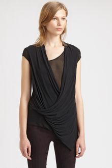 Helmut Lang Semisheer Draped Top - Lyst