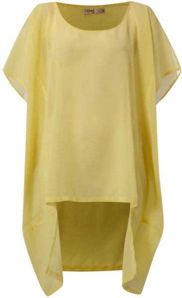 Label Lab Oversized Sheer Blouse in Yellow - Lyst