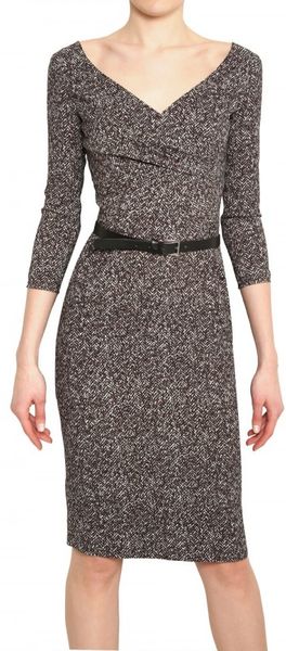 Michael Kors Herringbone Print Stretch Cady Dress in Black - Lyst
