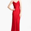 Michael Kors Drape Neck Satin Charmeuse Gown in Red (crimson) - Lyst