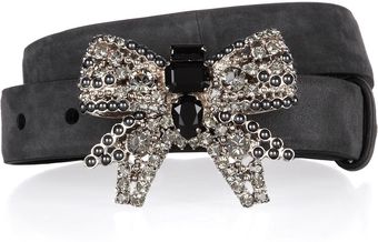 Miu Miu Crystal Embellished Suede Belt - Lyst
