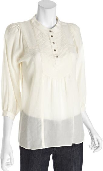 Shoshanna Ivory Crinkled Chiffon Vanessa Blouse - Lyst