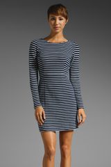 Shoshanna Bradley Heritage Heights Stripe Dress in Navyivory