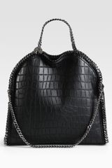 Stella McCartney Falabella Crocodile Embossed Foldover Tote