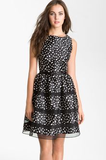 Taylor Dresses Belted Taffeta Fit and Flare Dress - Lyst