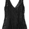 Alberta Ferretti Sequined Tulle Top in Black - Lyst
