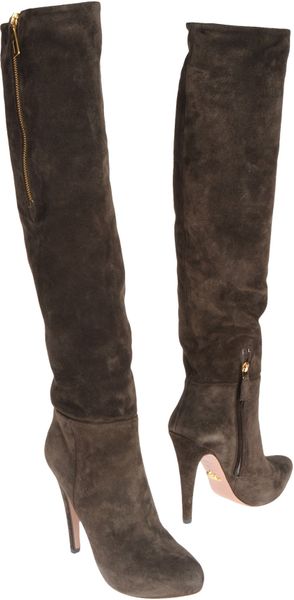 Prada Highheeled Boots in Brown (cocoa) - Lyst