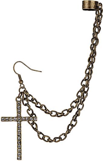 Topshop Bling Cross Ear Cuff - Lyst
