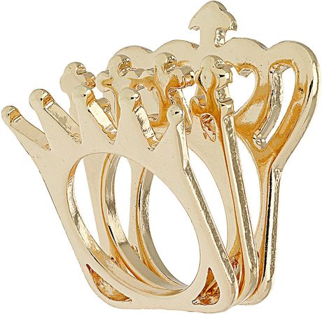 Topshop Multi Crown Ring in Gold - Lyst