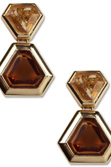 Anne Klein Gold Tone Topaz Glass Stone Clip On Drop Earrings - Lyst