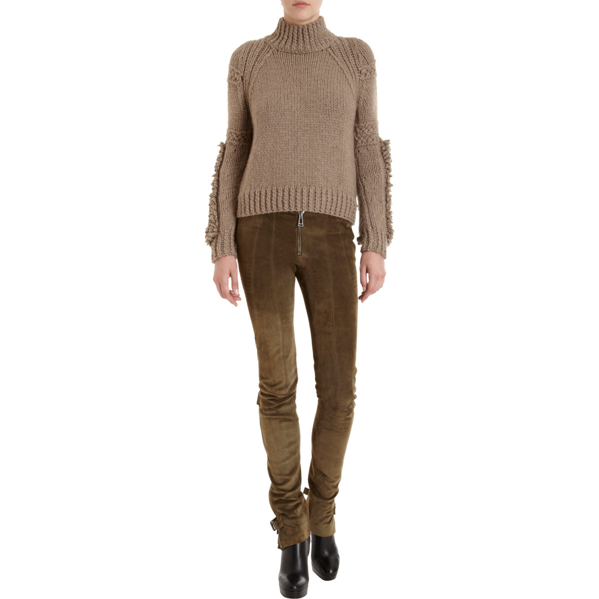 brown chunky knit sweater