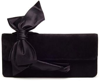 Christian Louboutin Elisa Suede and Satin Bow Clutch - Lyst