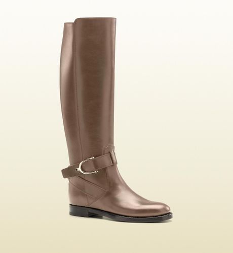 Gucci Stirrup Flat Boot with Spur Detail in Brown (fango) - Lyst