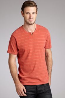 Howe Persimmon Stripe Cotton Live Wire Notched Tshirt - Lyst