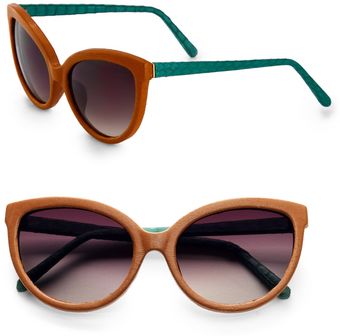 Linda Farrow Luxe Leather Snakeskin Catseye Sunglasses - Lyst