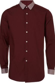 Long Burgundy Smart Contrast Shirt - Lyst