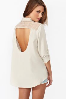 Nasty Gal Lace Cutout Blouse - Lyst