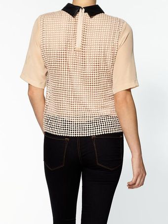 Tibi Labyrinth Lace Short Sleeve Silk Top - Lyst