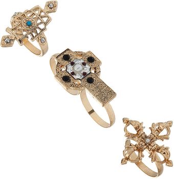Topshop Cross Relic Ring Set - Lyst