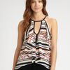 Bcbgmaxazria Claudia Cascade Ruffle Top in White (raspberry) - Lyst