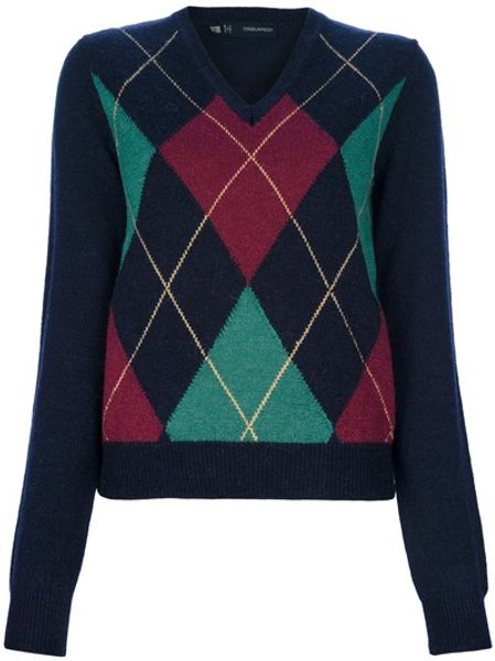Dsquared2 Pattern Sweater in Blue - Lyst