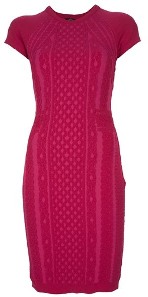 Mcq By Alexander Mcqueen Textured Knit Dress in Purple (magenta) - Lyst