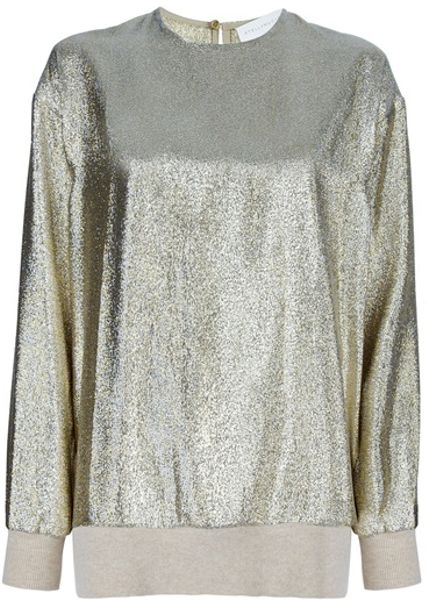 Stella Mccartney Metallic Sweater in Silver (champagne) - Lyst