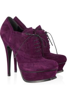 Yves Saint Laurent Suede Brogue Ankle Boots - Lyst