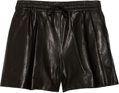 3.1 Phillip Lim Drawstring Leather Shorts in Black - Lyst