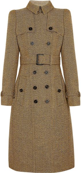 Burberry Prorsum Wooltweed Trench Coat - Lyst