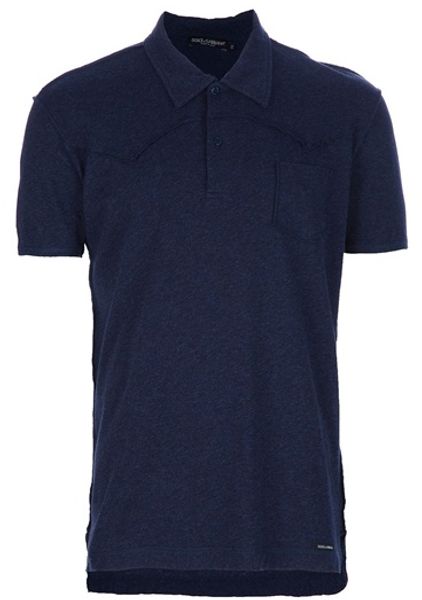Dolce & Gabbana Panel Detail Polo in Blue for Men - Lyst