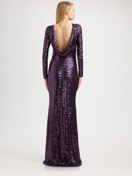 badgley mischka cowl back gown