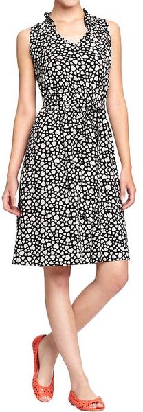 Old Navy Ruffle Trim Tie Belt Dresses in Gray (white hearts) - Lyst