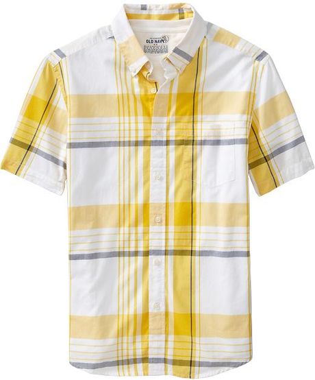 Old Navy Buttondown Collar Shirts in Yellow for Men (yellow plaid ...