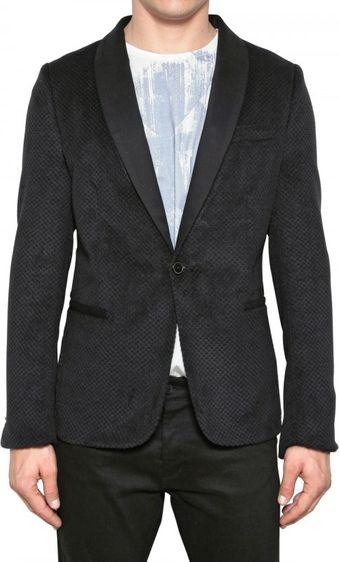 Phonz Says Black Lasered Velvet Blazer With Panther Scarf - Lyst