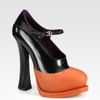 Prada Bicolor Leather Mary Jane Platform Pumps in Orange (black) - Lyst