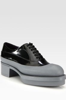 Prada Patent Leather Leather Laceup Platform Loafers - Lyst