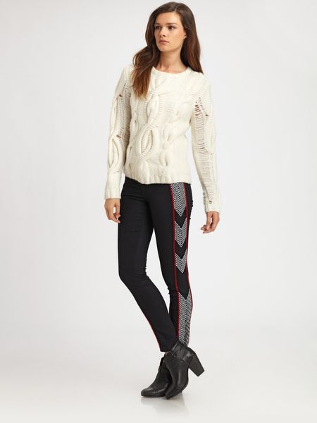 Rag & Bone Felted Cable Sweater in White (ivory) - Lyst