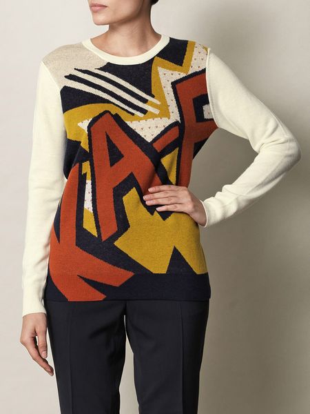 3.1 Phillip Lim Kapow Print Sweater in Yellow (ivory) - Lyst