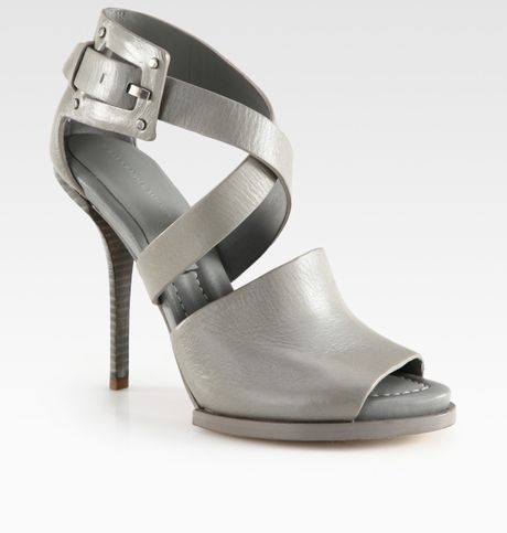 Alexander Wang Delphine Leather Sandals in Silver (oyster) - Lyst