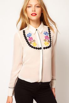 ASOS Collection Asos Shirt with Embroidered Necklace - Lyst