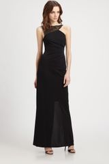 BCBGMAXAZRIA Egeo Sequined Yoke Gown