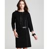 Dkny Three Quarter Sleeve Leather Trim Cardi Jacket in Black - Lyst