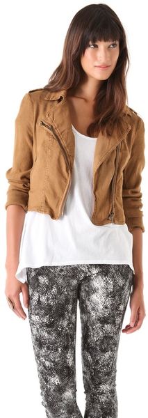 Free People Linen Moto Jacket - Lyst