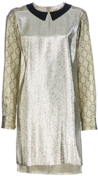 Stella Mccartney Silk Blend Dress in Silver (black) - Lyst